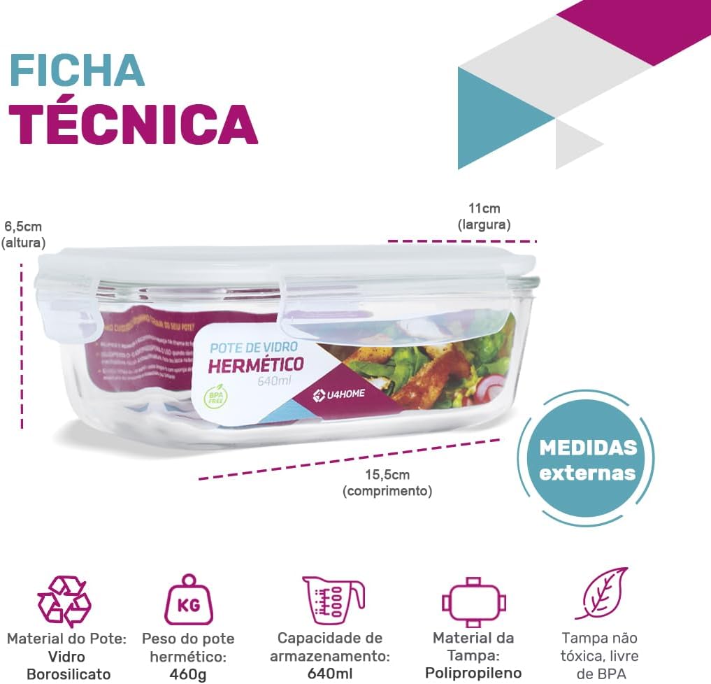 Conjunto 20 Potes Vidro Hermético